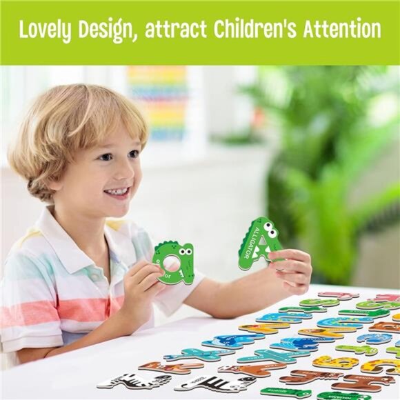 52 Magnetic Alphabet, 26 Uppercase & 26 Lowercase Letters, Adorable Animal - Picture 5 of 7